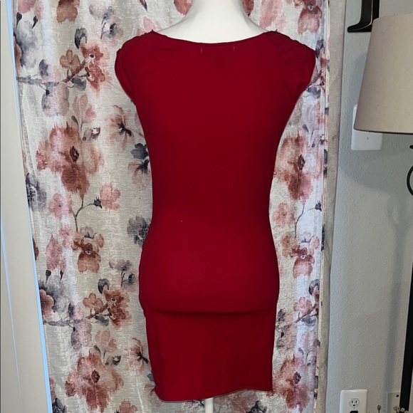 Urban Outfitters Red Sabrina Neckline Bodycon Mini Dress - Picture 5 of 11